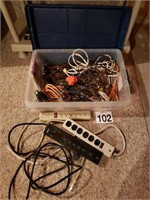 EXT. CORDS & POWER STRIPS IN TOTE W/ LID
