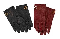 TWO PAIRS OF VINTAGE HERMES LEATHER GLOVES