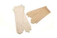 TWO PAIRS OF VINTAGE HERMES WHITE LEATHER GLOVES