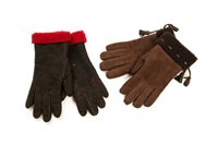 TWO PAIRS OF VINTAGE HERMES SHEARING GLOVES
