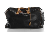 VINTAGE HERMES INDIGO LEATHER TRAVEL DUFFEL BAG