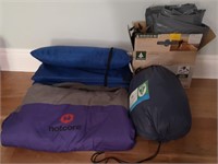 Sleeping bags, inflatable mattress, foam mattress