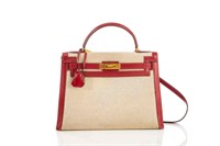 VINTAGE HERMES CANVAS & LEATHER KELLY BAG