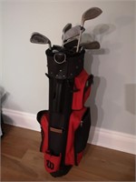 Spalding golf clubs and bag