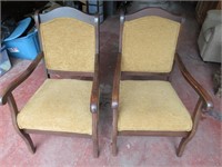 2 Vintage Cushioned Chairs (One arm needs glue)