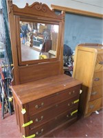Antique 3 Drawer Dresser with Mirror 18x39x72"