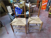 2 Spindle Back Woven Chairs