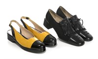 TWO PAIRS OF VINTAGE CHANEL LADY'S DRESS SHOES