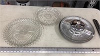 Glass serving trays and relish tray