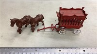 Cast iron circus wagon and horses