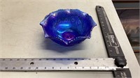 Blue purple carnival glass bowl