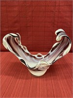 Venetian glass art glass center bowl 10”x12”