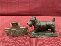Quality castings Scottie dog paper weight and 7