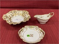 3 unmatched Nippon items footed candy dish, bowl