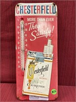 Metal Chesterfield cigarette thermometer 13”x6”