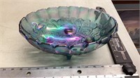 Footed carnival glass fruit bowl