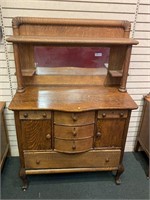 Quarter side oak sideboard with mirrored back and