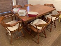 VTG DRAW LEAF DINING TABLE W CHAIRS NICE