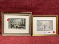 Two small folio framed Paul fire prints