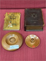 Wooden recipe binder titled fine old Dixie