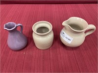 3 unmatched Bybee Pottery items BB mark some