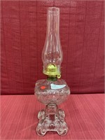 Pattern glass oil lamp with clear chimney and new