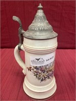 Porcelain beer stein with Dutch scene and