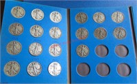 Book of 19 Liberty Halves from 1917 to 1946