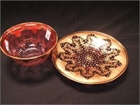 Vintage Moser cranberry fingerbowl with