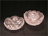 Two vintage cut glass bowls, both 8", one shallow