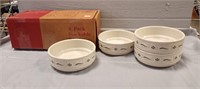 4 Longaberger Pottery Stackable Bowls "Heritage