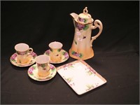 Vintage chocolate pot with three matching