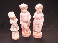 Three vintage figurines: pair 4 3/4" high bisque