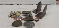 Tray Lot Of Assorted Belt Buckles & More