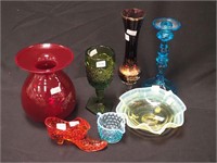Seven pieces of mostly Depression Era glass: