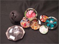 Eight paperweights: millefiori, one in the form