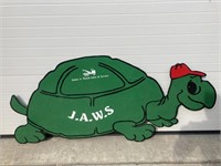 wood sign: turtle, J.A.W.S.
