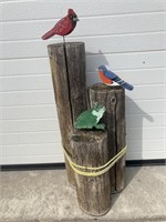 post bird/frog garden decor
