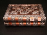 Copper and metal jewelry box with four fold-out