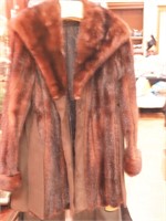 Vintage fur carcoat with leather trim, size small