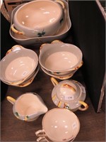 Eight pieces of Weil Ware china, gray with