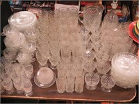 130 pieces of vintage hobnail glassware: