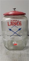 1 Vintage Glass Lance Jar w/ Metal Lid (12" Tall)