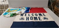 1 Vintage Welcome Home Flag (33"×23") & 1 Vintage