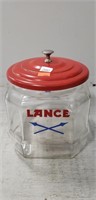 1 Vintage Lance Glass Jar w/ Metal Lid (8" Tall)