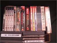 Box of DVDs, all military and war-related