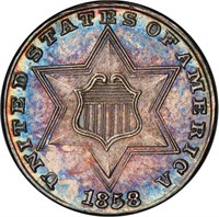 3CS 1858 PCGS PR64 CAC