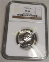 1964 silver proof quarter PF68 NGC Graded