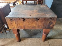 Primitive Butcher Block Table 25  x 31 x 28" h