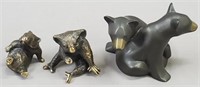 Miniature Bronze Bear Figures Signed Ryan